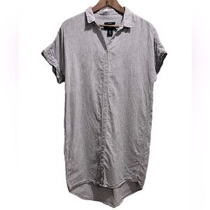 Tahari 100% Linen Blue Striped Shift Dress